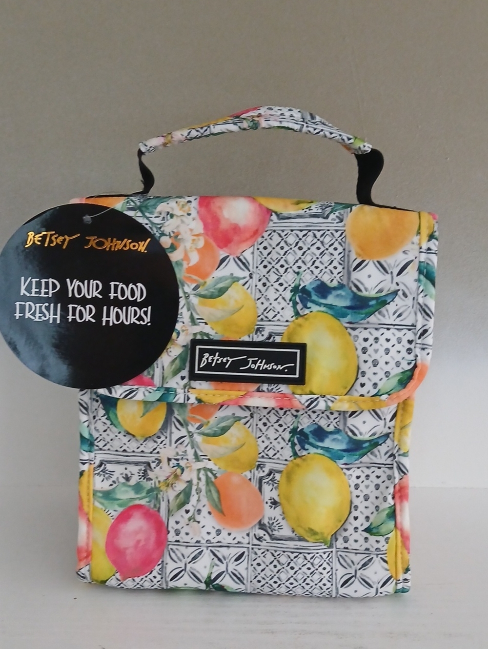 Betsey Johnson Yellow & Multicolor Fruit-Print Kids Lunch Tote